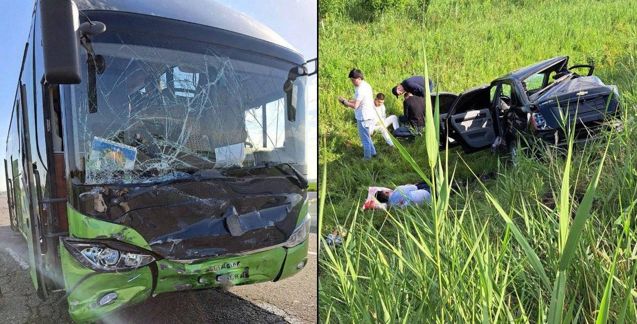 В Джизаке автобус влетел в легковой автомобиль: есть погибший