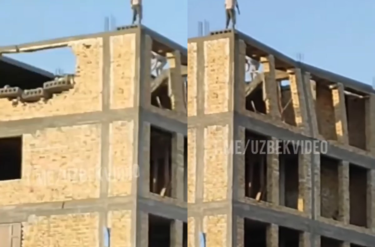В Андижане у строящегося здания обрушились два верхних этажа