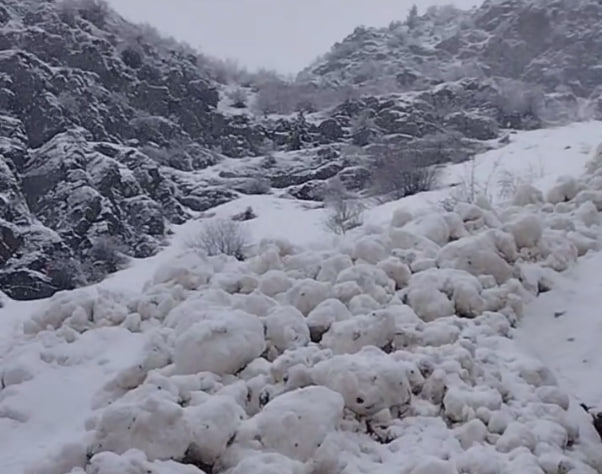В горах Кашкадарьи второй день подряд сходит снежная лавина — видео