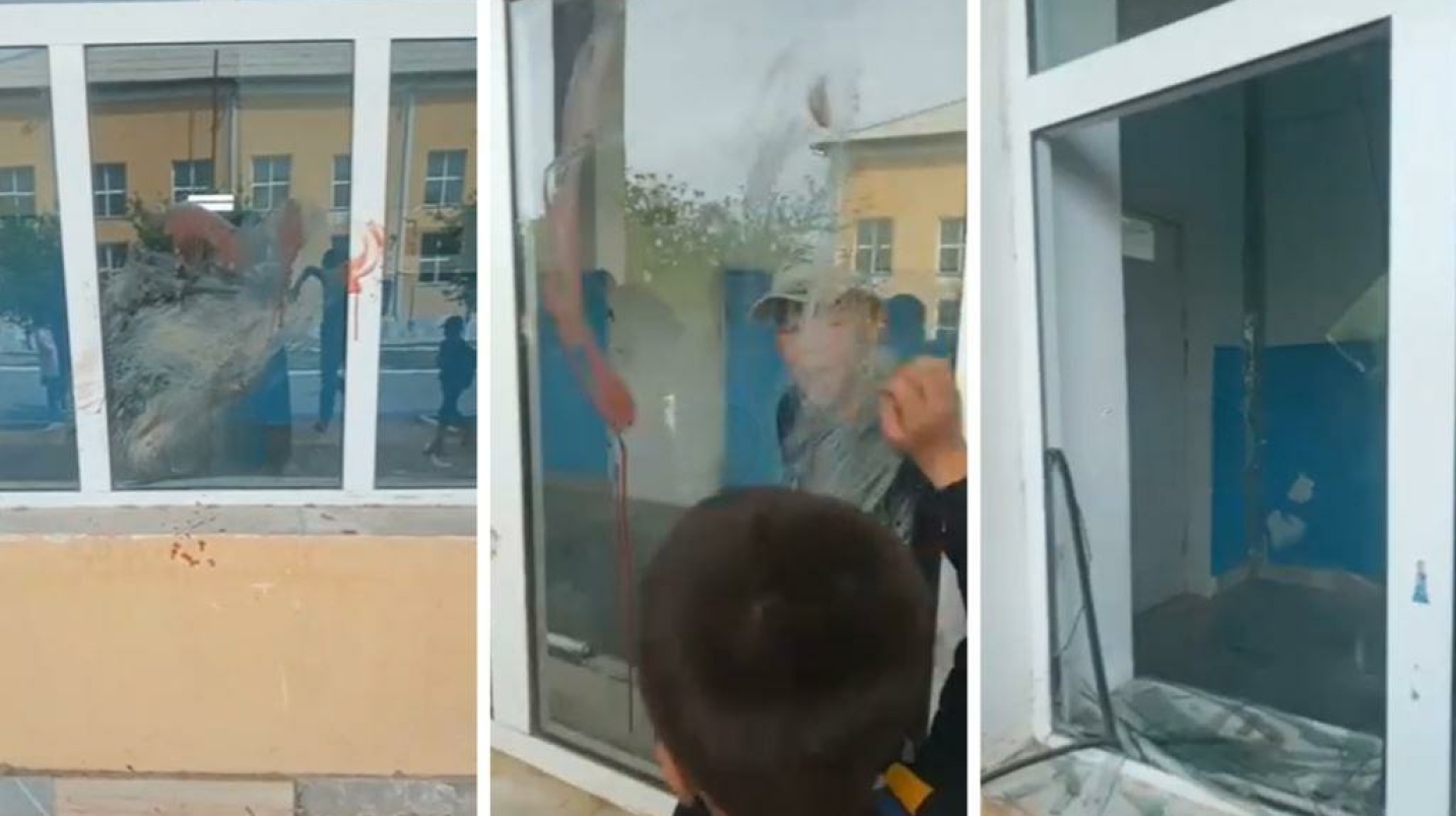 В Кашкадарье бурый медведь проник в школу разбив стекло — видео