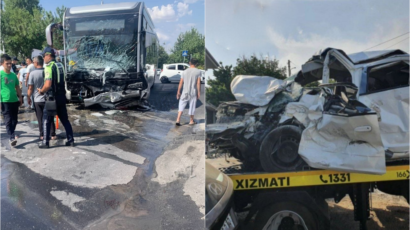 В Ташкенте электробус столкнулся с Cobalt, есть погибший