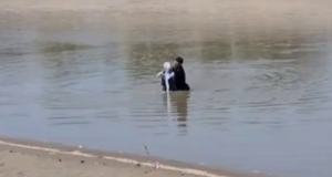 В Хорезме военнослужащий Нацгвардии спас тонущую в канале девушку — видео