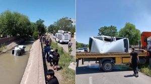 В Алмалыке Damas с пьяным водителем за рулем упал в канал — видео